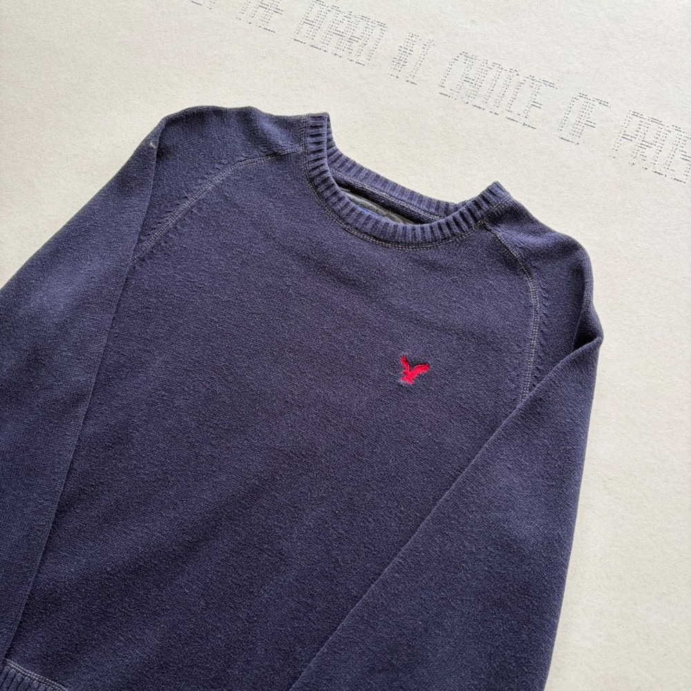 Y2K American Eagle Sweater Navy Blue Knit